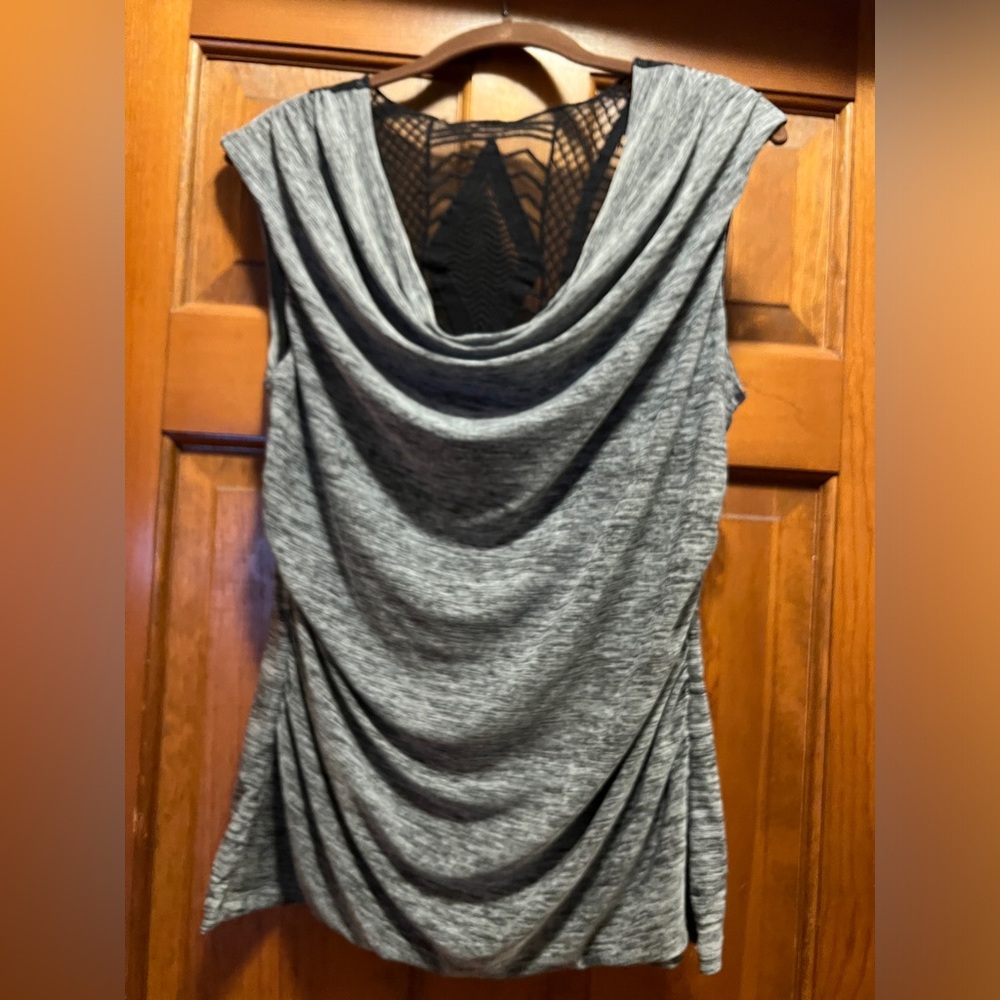 Grey Sleeveless Top with Lace Back